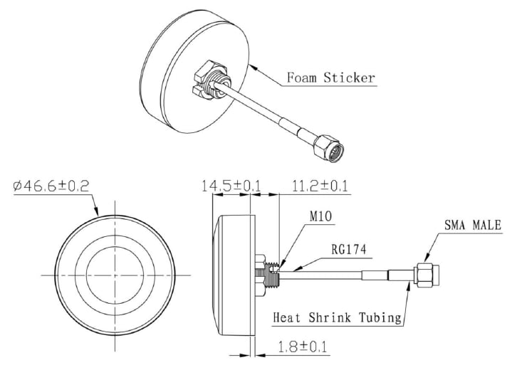Abracon AECW0401G4Z GNSS Automotive-Grade Puck Antenna Abracon AECW0401G4Z GNSS Automotive-Grade Puck Antenna